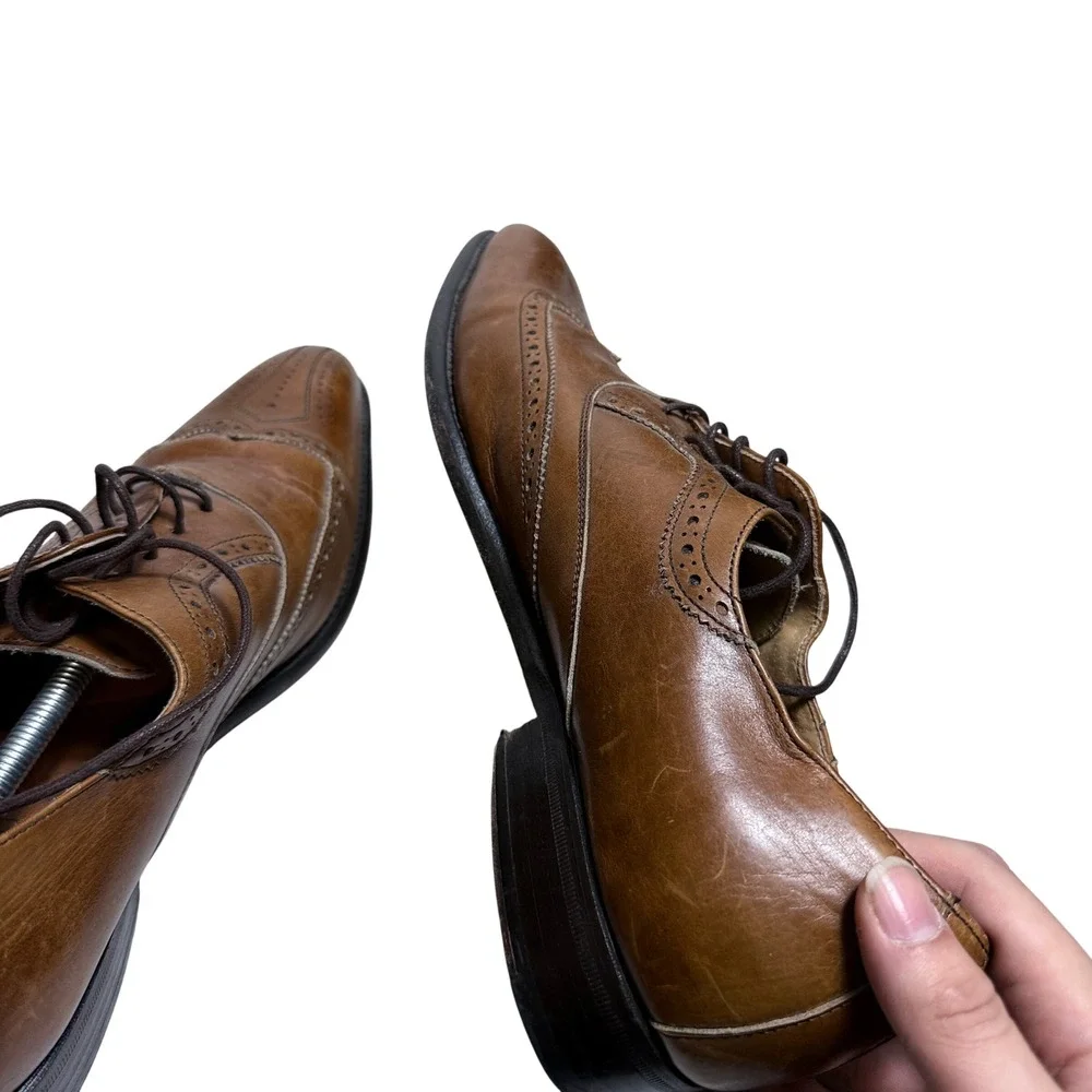 Westbury Wingtip Oxfords Mens 12 Tan Leather Goodyear Welted Brogue Dress Shoes